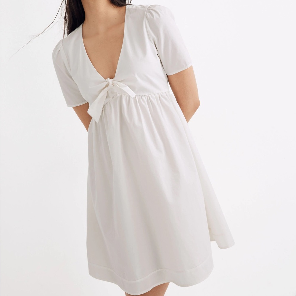 Madewell Tie-Front white poplin dress
